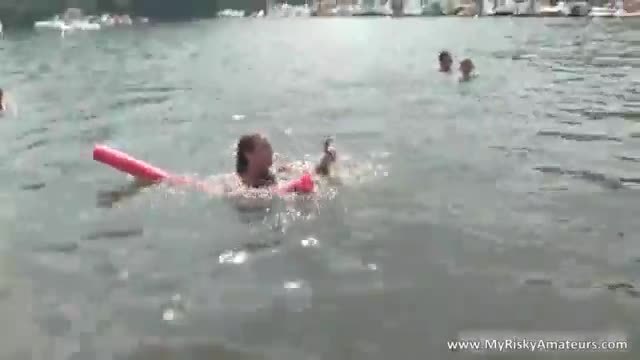 Two sexy friends get nude up the water