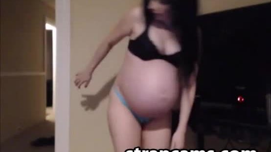 Pregnant Brunette Teen Shows Off