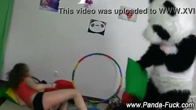 Fetish teen gets off with toy panda