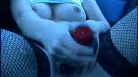 Horny wife playing in the car
