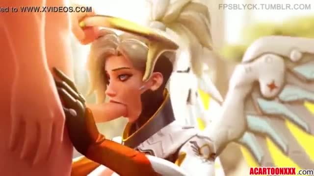 Busty 3D blonde Mercy gets fucked after blowjobs compilation